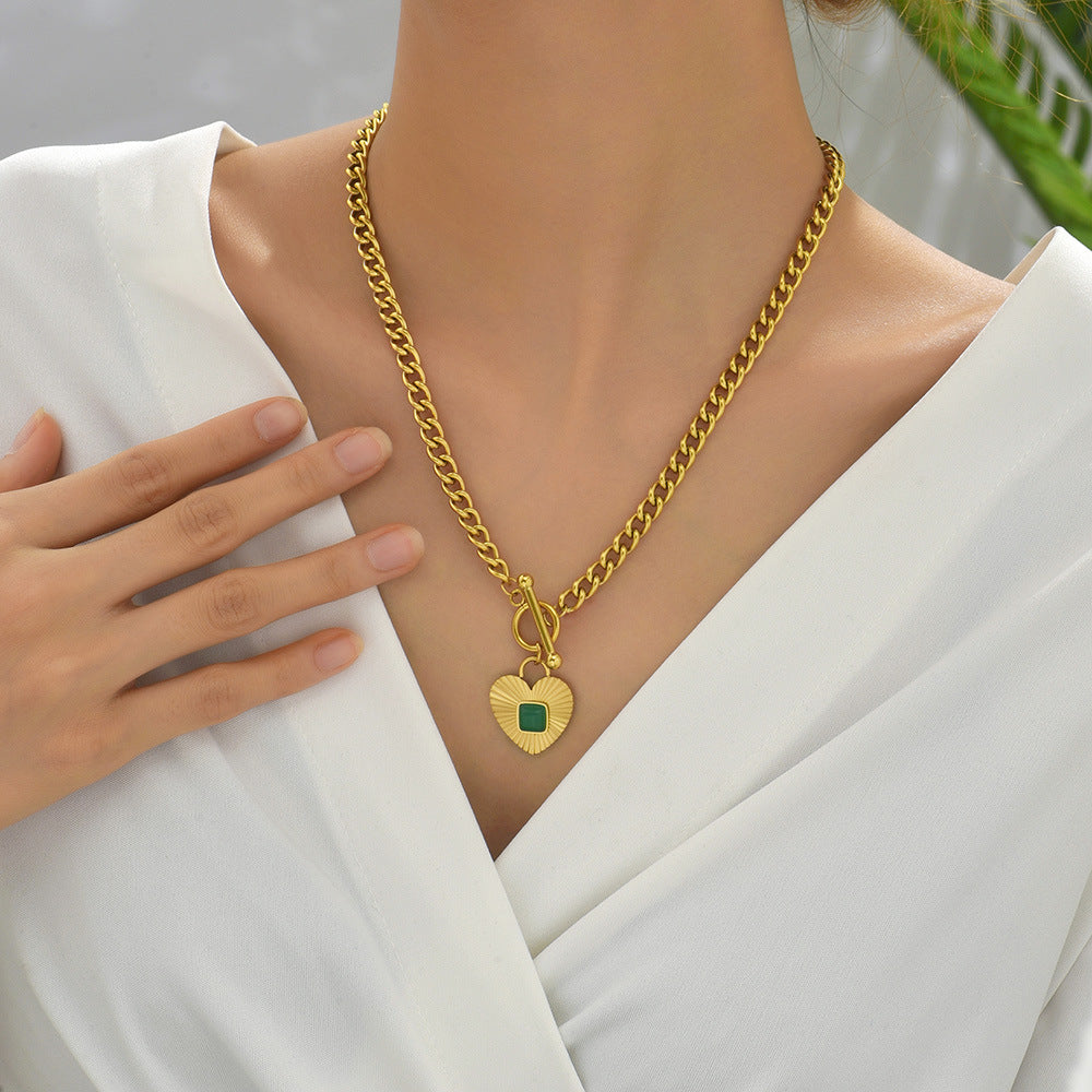 LOVE LOCK EMERALD NECKLACE