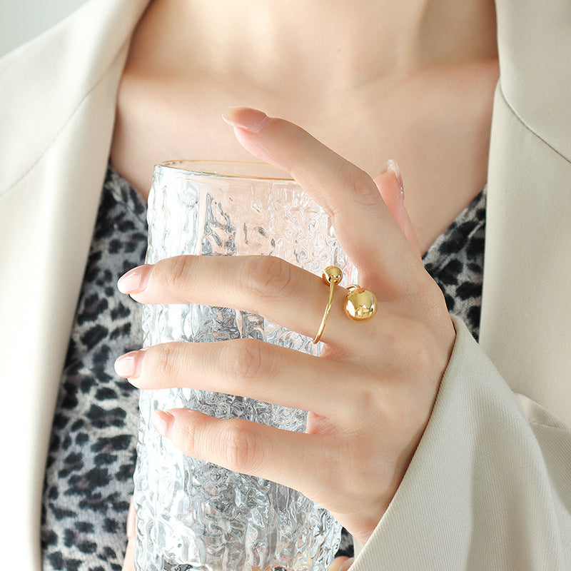 Large and small steel bead open ring