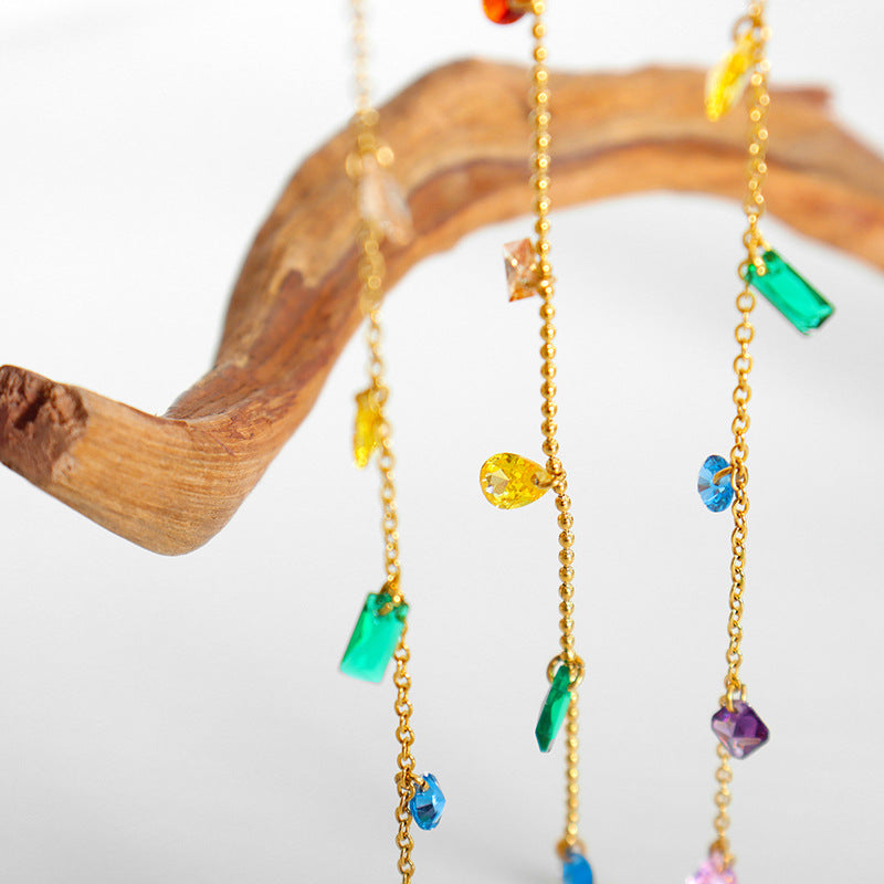 MULTIPLE COLORED STONE NECKLACES
