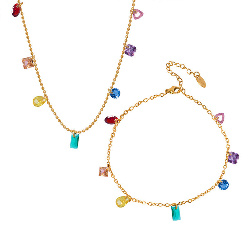 MULTIPLE COLORED STONE NECKLACES