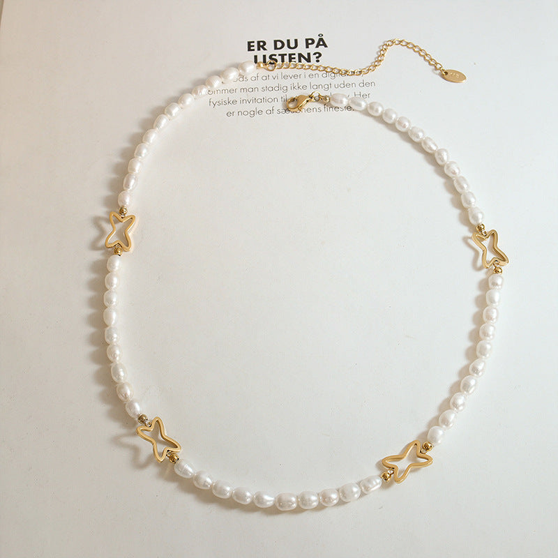 MULTIPLE FOUR CORNERED STAR PEARL NECKLACES