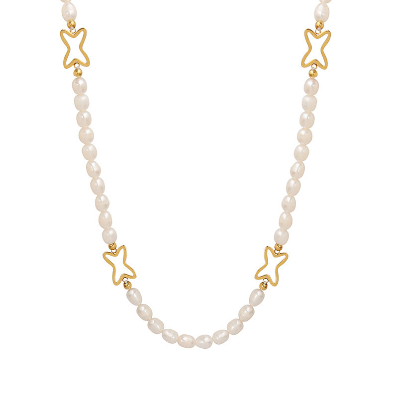 MULTIPLE FOUR CORNERED STAR PEARL NECKLACES