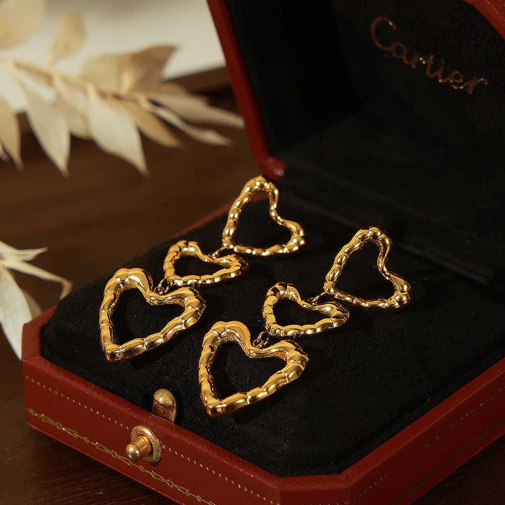 MULTIPLE PEACH HEART EARRINGS