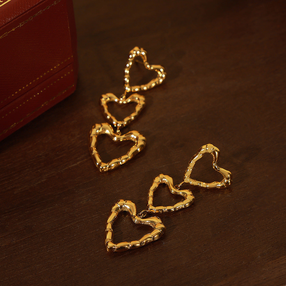 MULTIPLE PEACH HEART EARRINGS