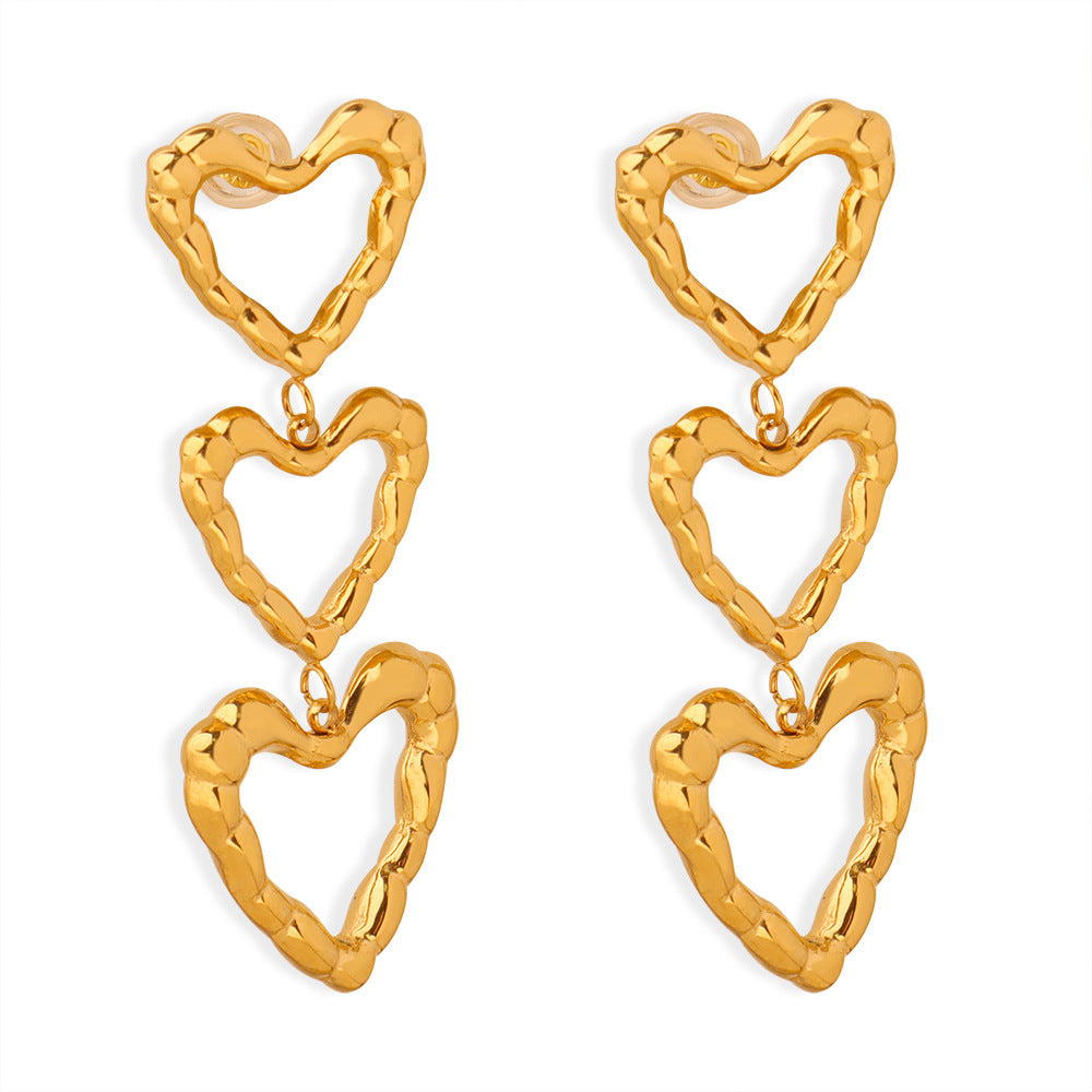MULTIPLE PEACH HEART EARRINGS