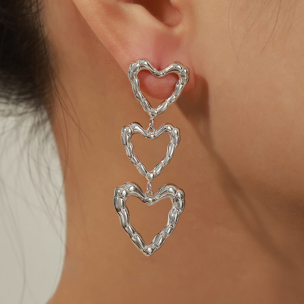 MULTIPLE PEACH HEART EARRINGS
