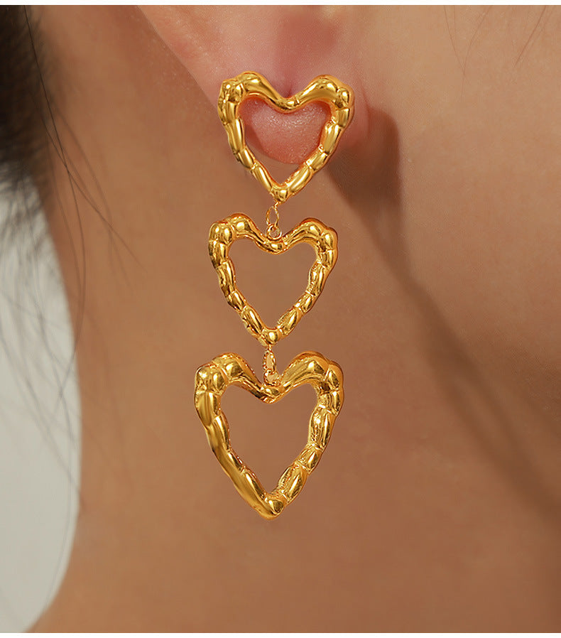 MULTIPLE PEACH HEART EARRINGS