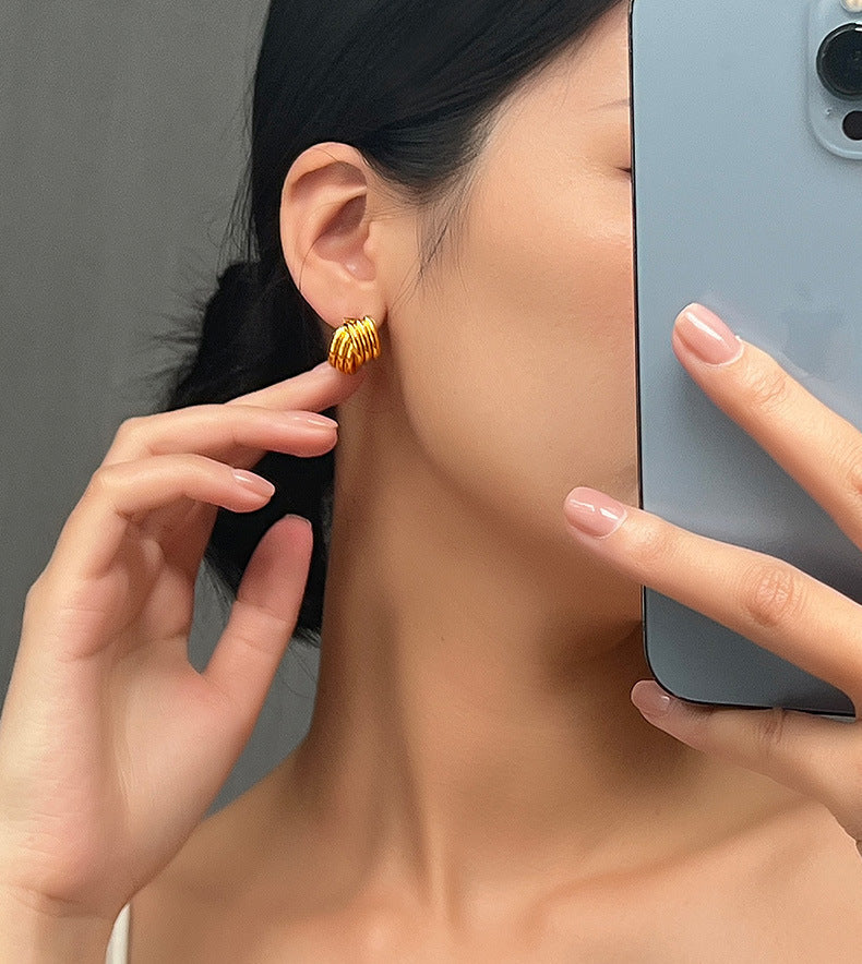 MULTI LAYERED CROSS EARRINGS