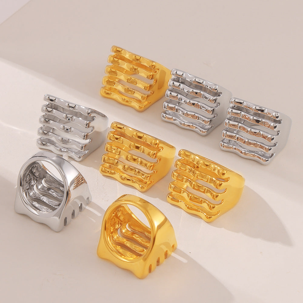 MULTI LAYER HOLLOW SQUARE RING