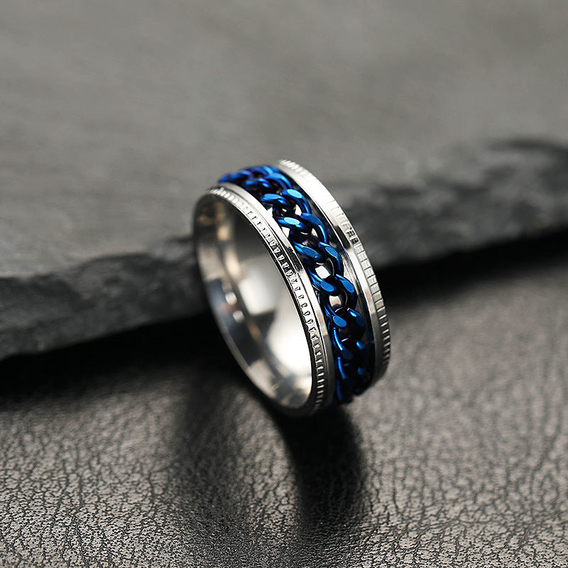 Men's embossed rotating chain ring