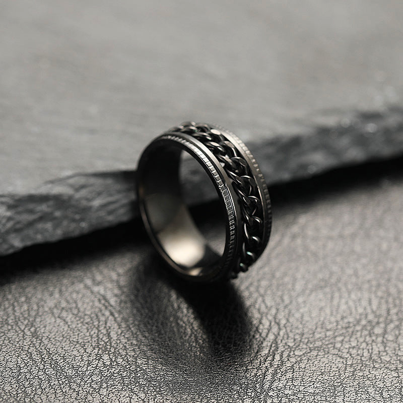 Men's embossed rotating chain ring