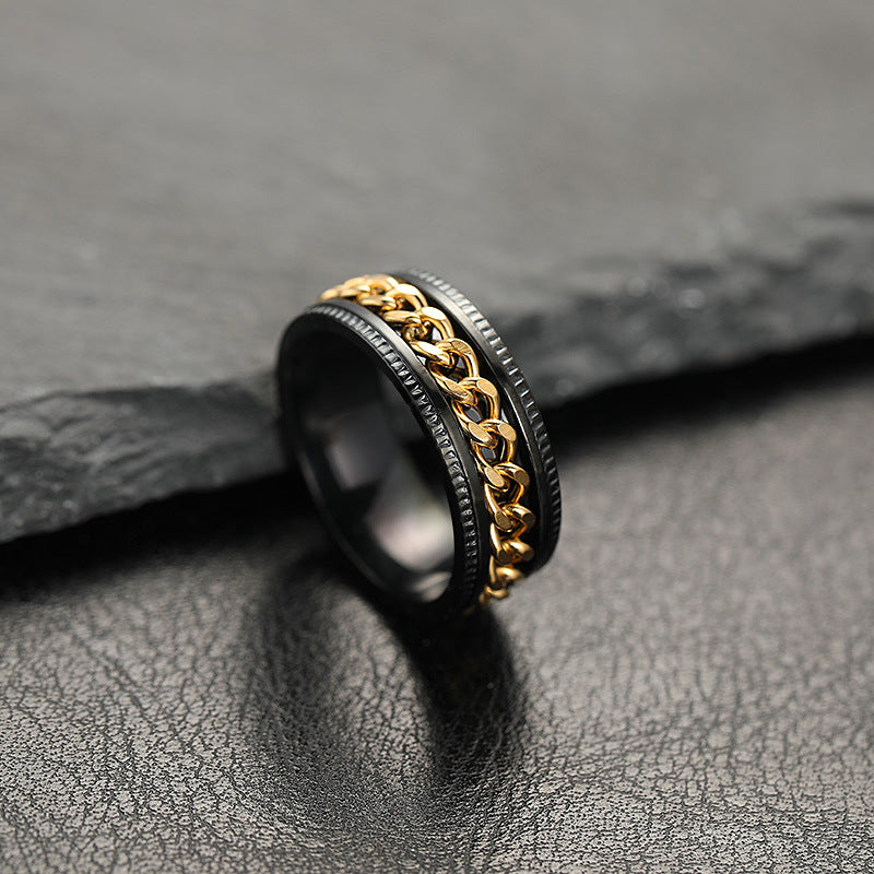 Men's embossed rotating chain ring