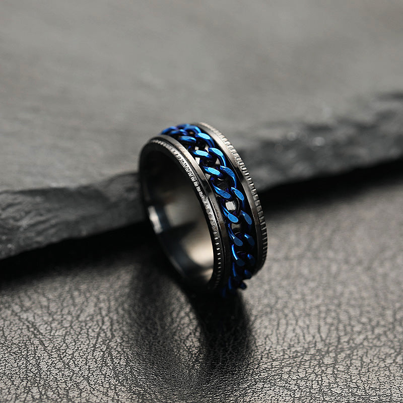 Men's embossed rotating chain ring