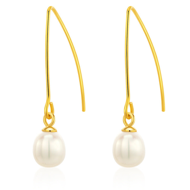 Minimally elliptical pearl earrings