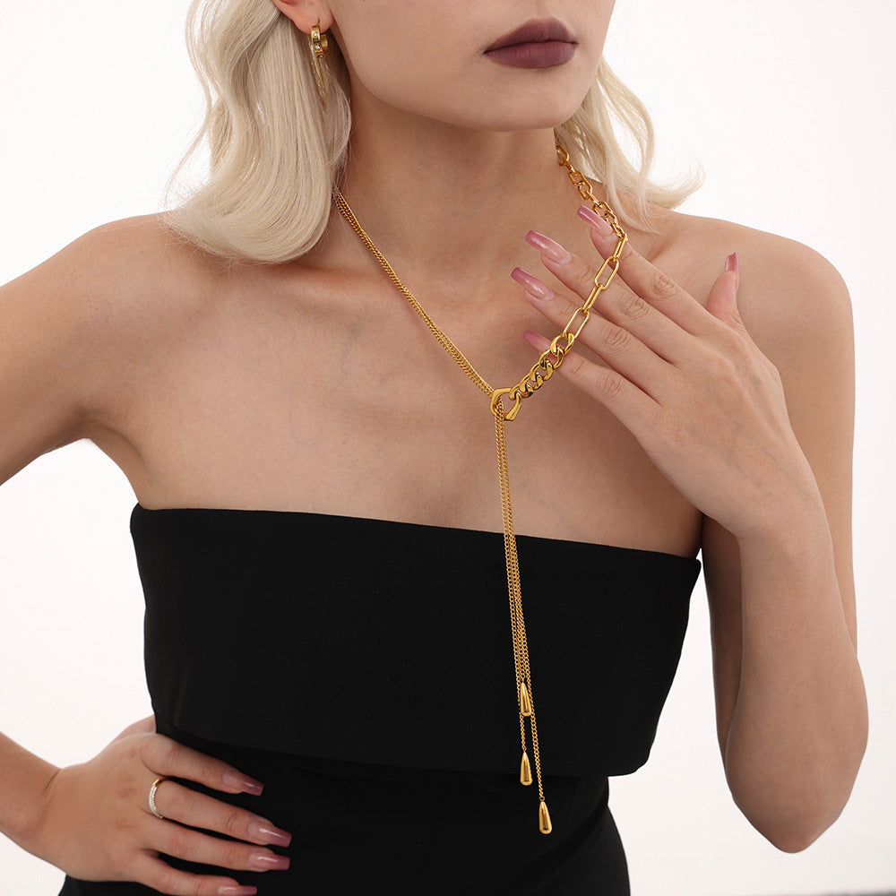 Multi-layer pull-out teardrop necklace