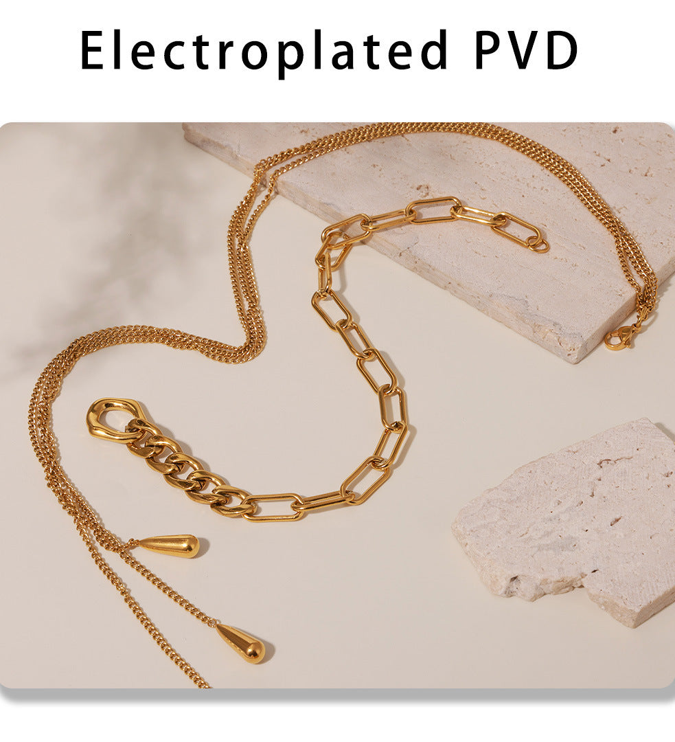 Multi-layer pull-out teardrop necklace