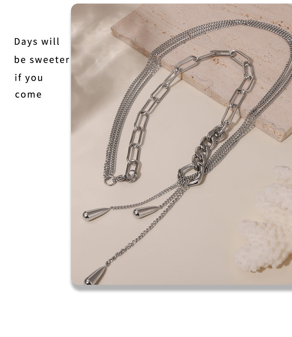Multi-layer pull-out teardrop necklace