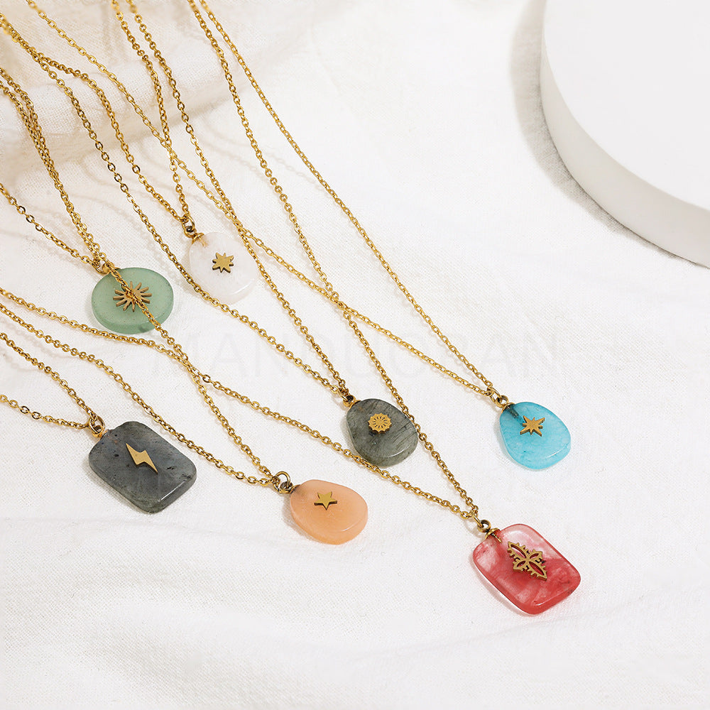 NATURAL STONE PENDANT NECKLACE