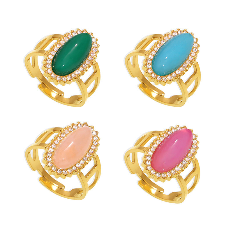 NATURAL STONE LIGHT LUXURY OPEN END RING