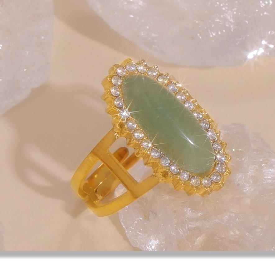 NATURAL STONE LIGHT LUXURY OPEN END RING