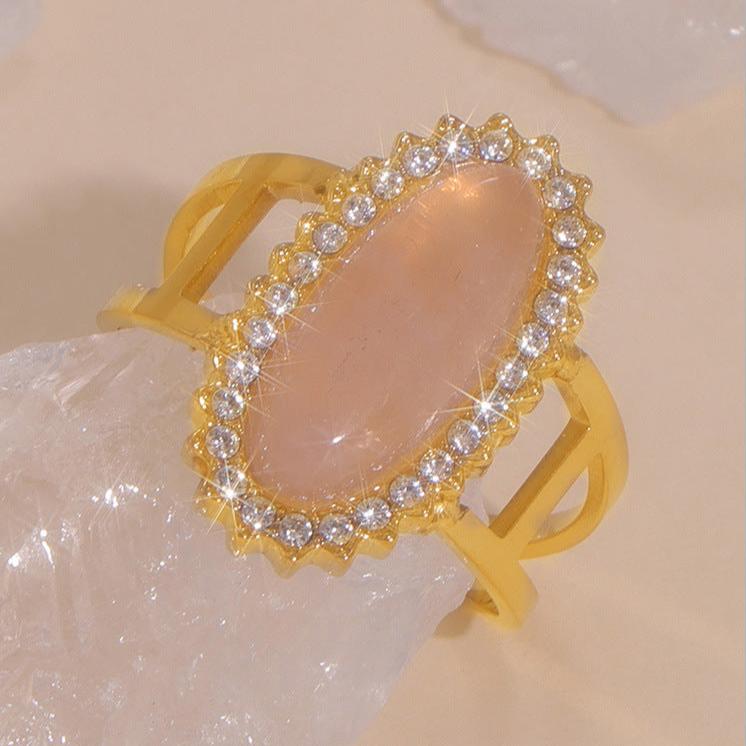 NATURAL STONE LIGHT LUXURY OPEN END RING