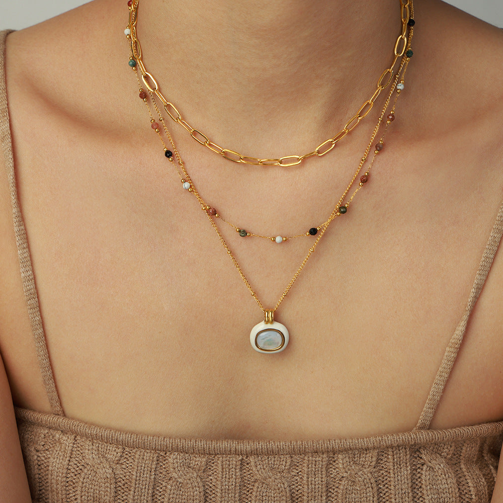 NATURAL STONE PENDANT NECKLACE