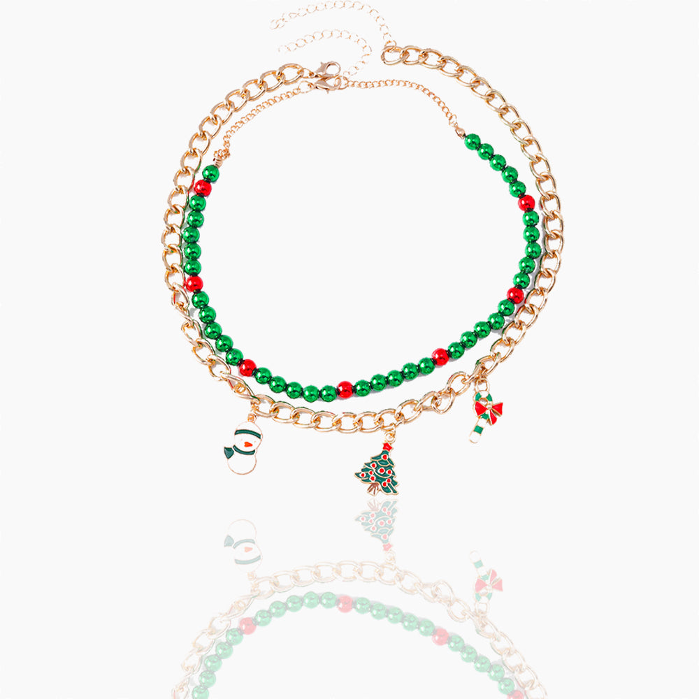 NEW CHRISTMAS SNOWMAN CANE CHRISTMAS TREE COLLARBONE CHAIN