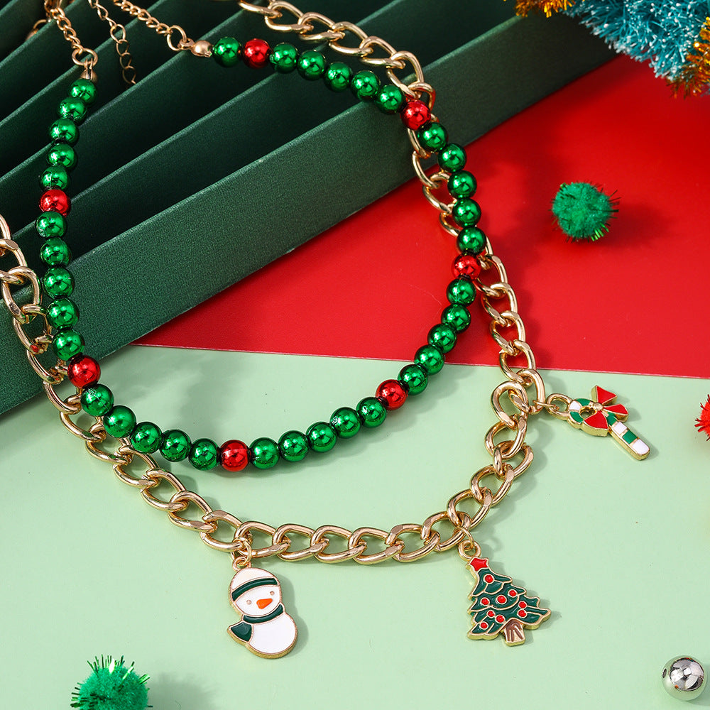 NEW CHRISTMAS SNOWMAN CANE CHRISTMAS TREE COLLARBONE CHAIN