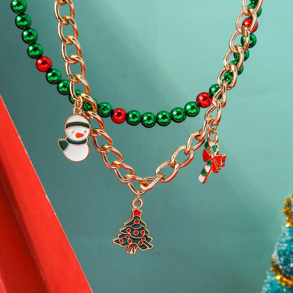 NEW CHRISTMAS SNOWMAN CANE CHRISTMAS TREE COLLARBONE CHAIN