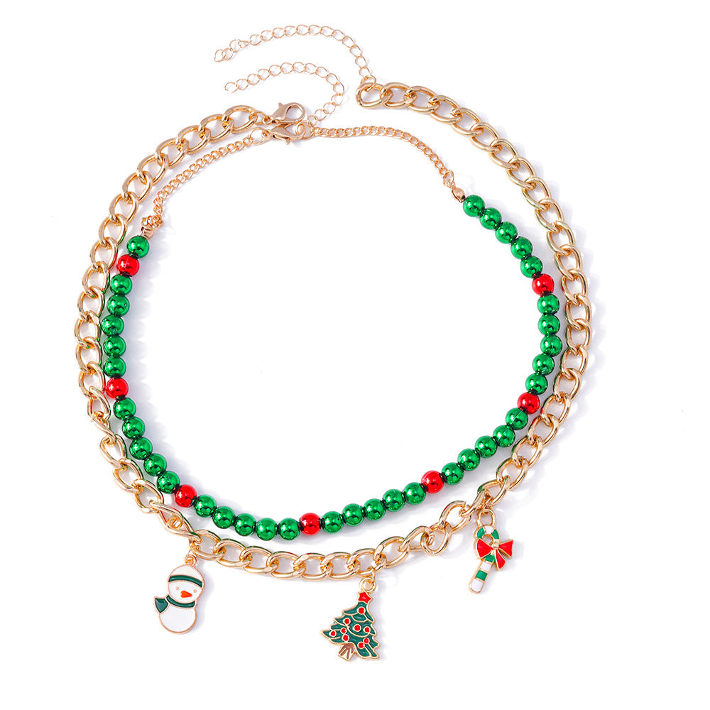 NEW CHRISTMAS SNOWMAN CANE CHRISTMAS TREE COLLARBONE CHAIN