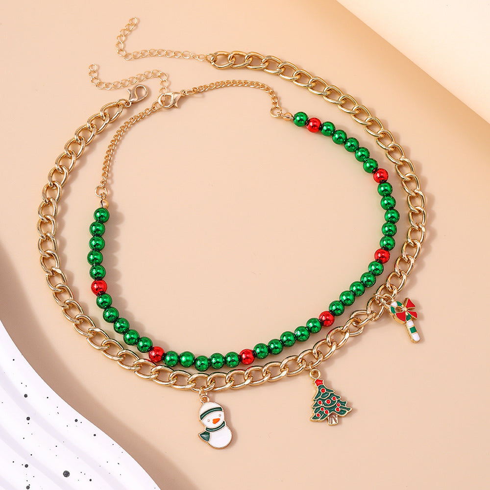 NEW CHRISTMAS SNOWMAN CANE CHRISTMAS TREE COLLARBONE CHAIN