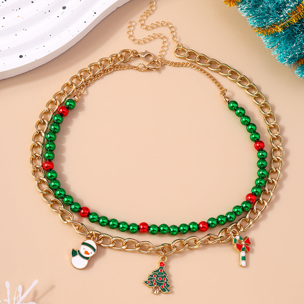 NEW CHRISTMAS SNOWMAN CANE CHRISTMAS TREE COLLARBONE CHAIN