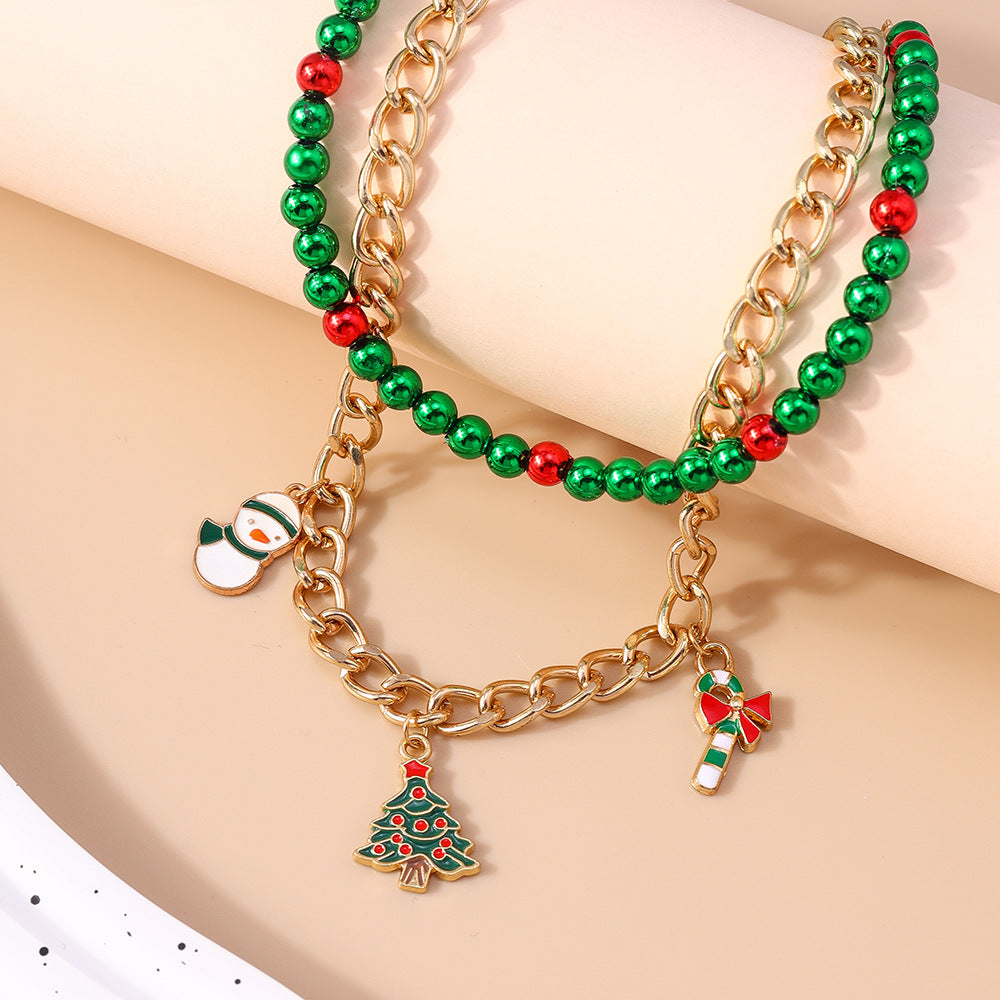 NEW CHRISTMAS SNOWMAN CANE CHRISTMAS TREE COLLARBONE CHAIN