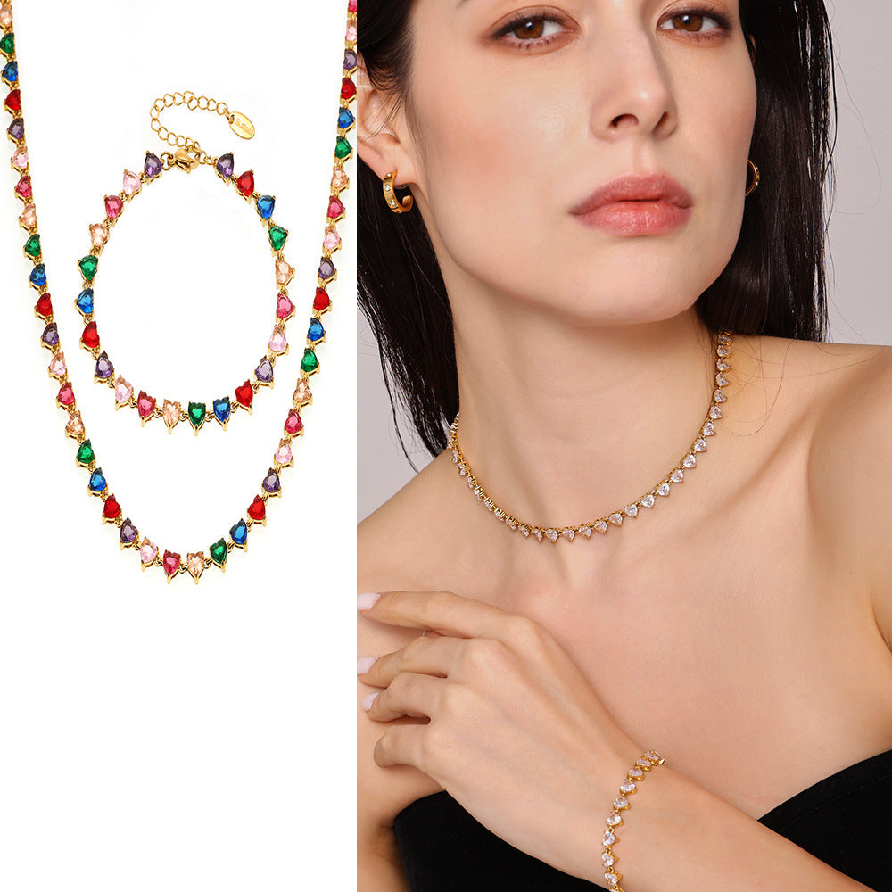 New Color Love Heart Clavicle Necklace