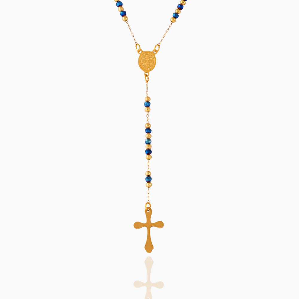 Niche Retro Rosary Cross Portrait Round Pendant Light Luxury Beaded Necklace