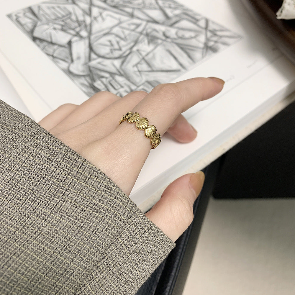 OCEAN STYLE CONCH PEARL ADJUSTABLE OPEN RING