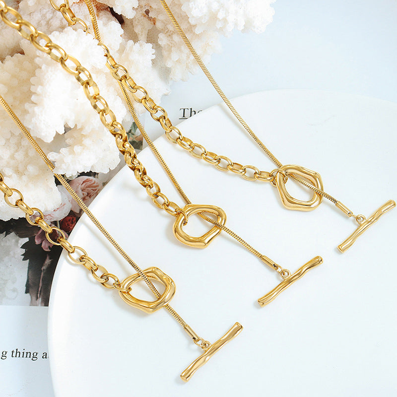 OT buckle adjustable length chain necklace