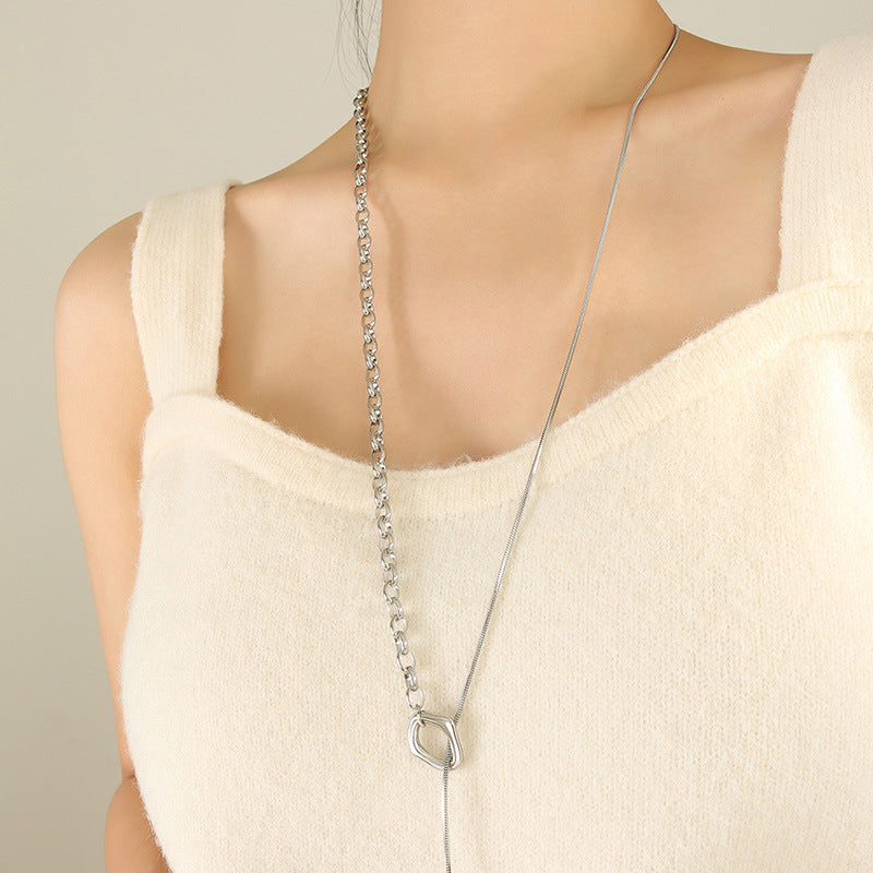 OT buckle adjustable length chain necklace