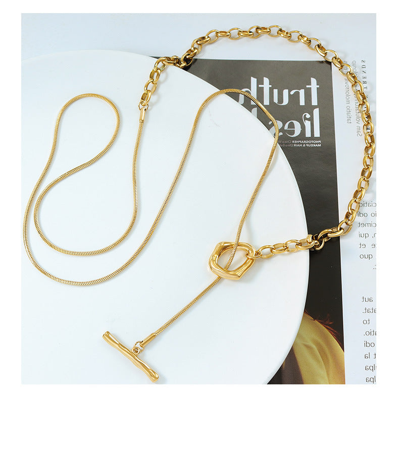 OT buckle adjustable length chain necklace