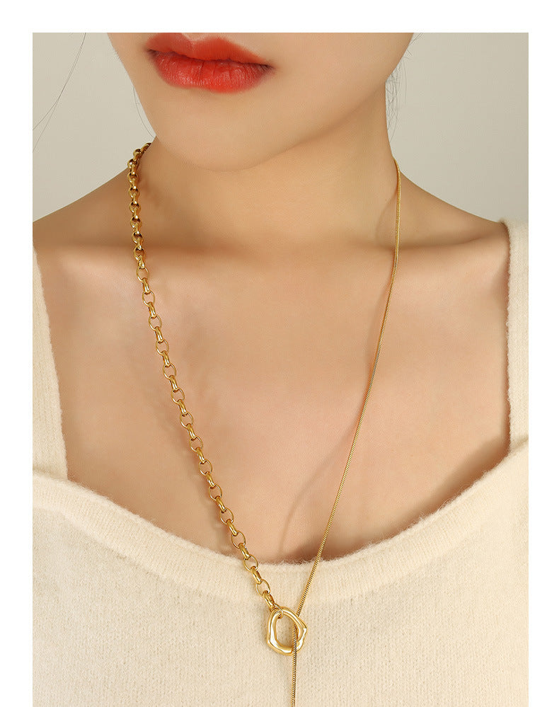 OT buckle adjustable length chain necklace