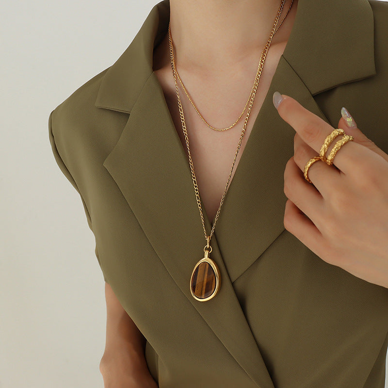 PALACE WIND TIGER EYE STONE NECKLACE