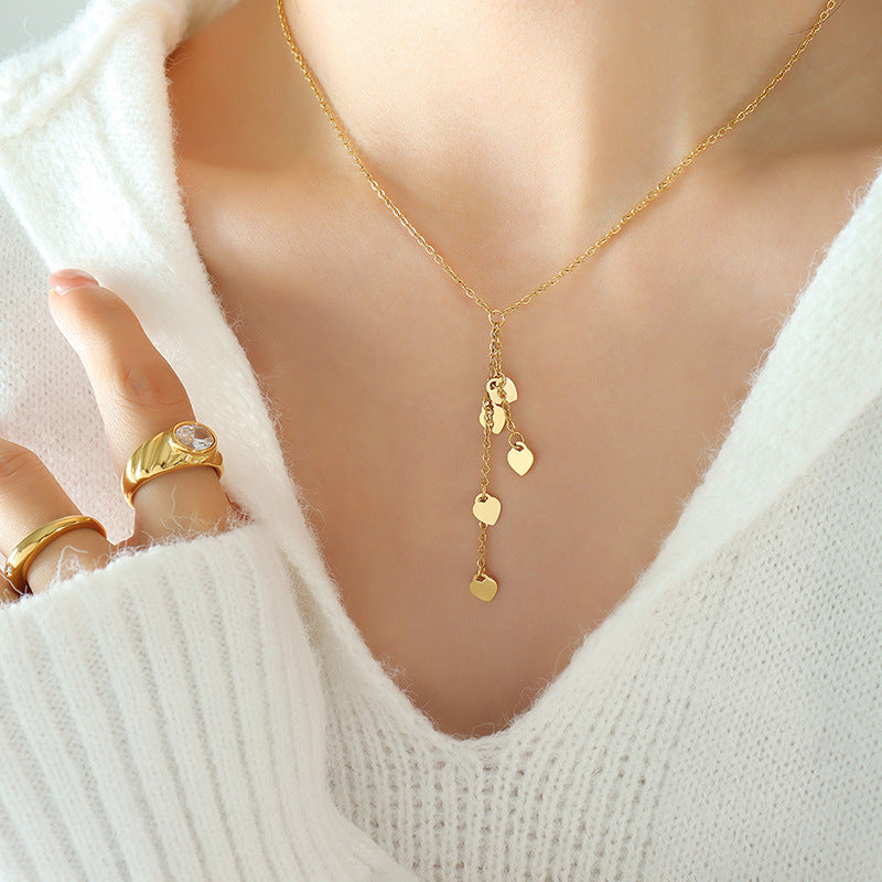 PEACH HEART LOVE PENDANT NECKLACE