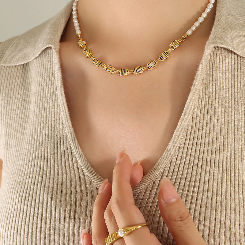 PEARL BRASS NECKLACE