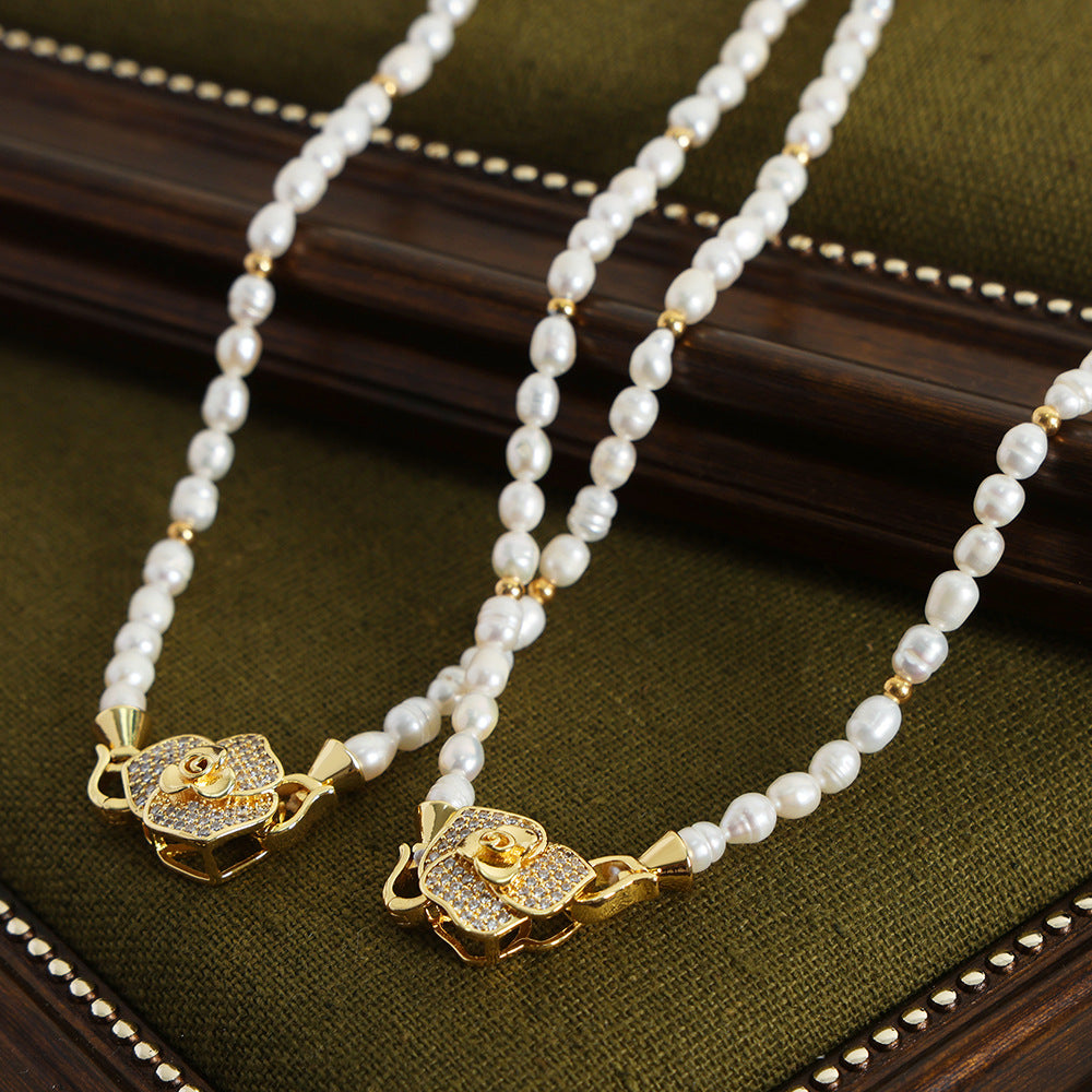 PEARL FLOWER COLLARBONE NECKLACE