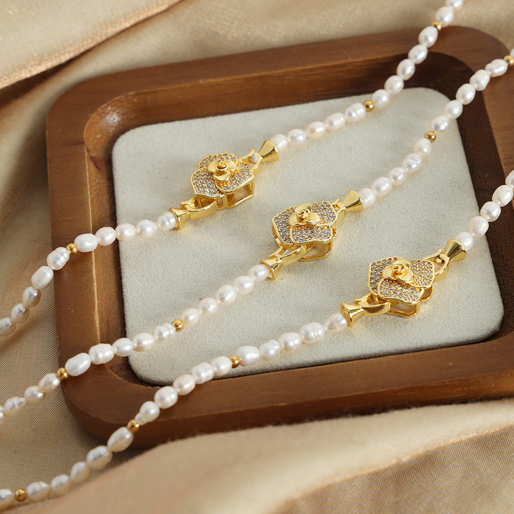 PEARL FLOWER COLLARBONE NECKLACE