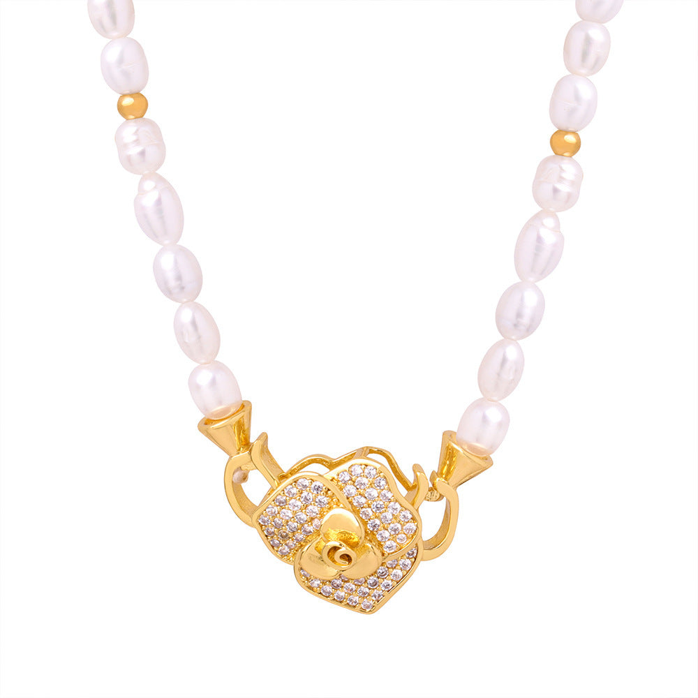 PEARL FLOWER COLLARBONE NECKLACE