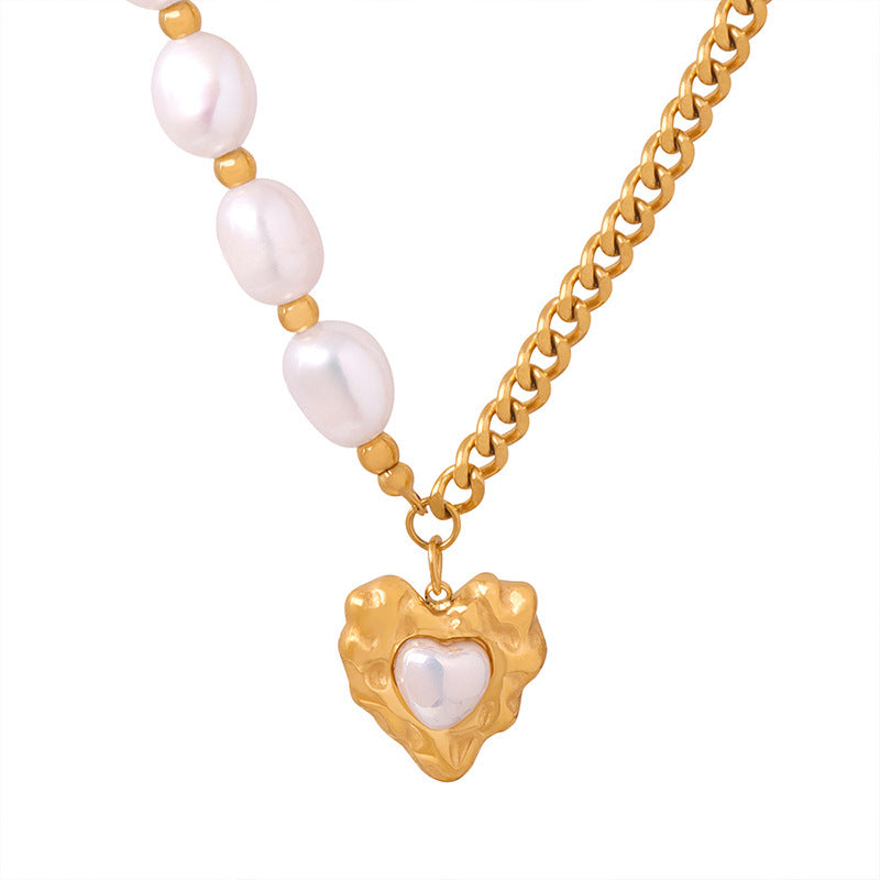 PEARL LOVE PENDANT CLAVICLE NECKLACE