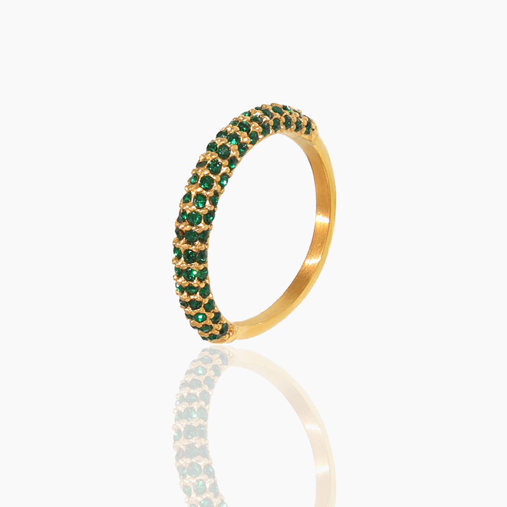 PLAIN CIRCLE WHITE GREEN ZIRCON RING