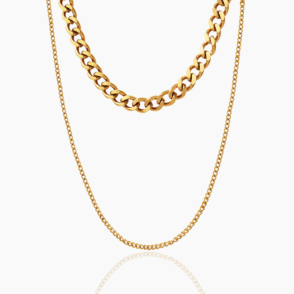 PLAIN CHAIN DOUBLE-LAYER NECKLACE