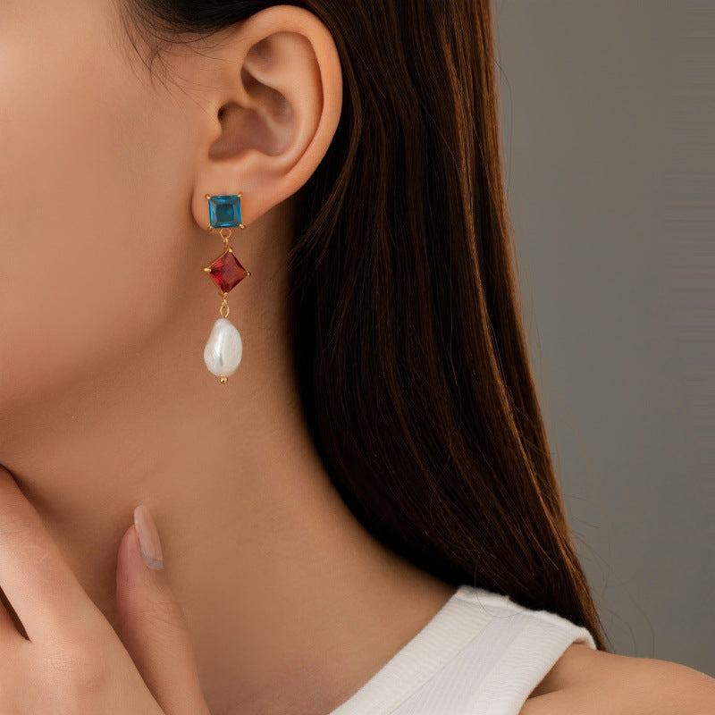 Pearl high-end candy colored earrings